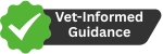 Badge icon reading 'Vet-Informed Guidance' representing expert-backed advice for sensitive dog care