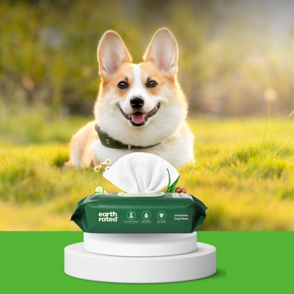 A happy dog being gently cleaned with hypoallergenic pet wipes | HappyBarker