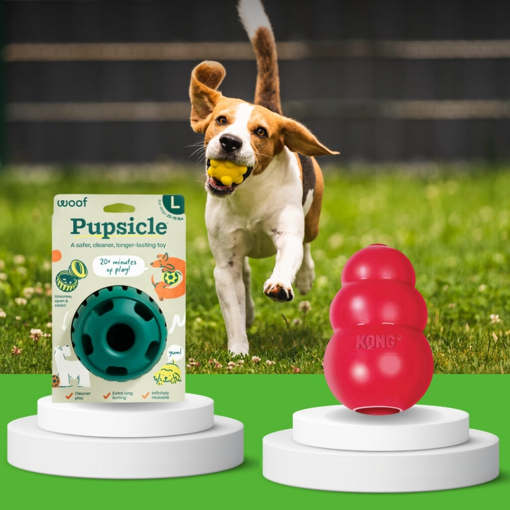 A happy dog playing with durable and interactive dog toys designed for chewing and mental stimulation | HappyBarker